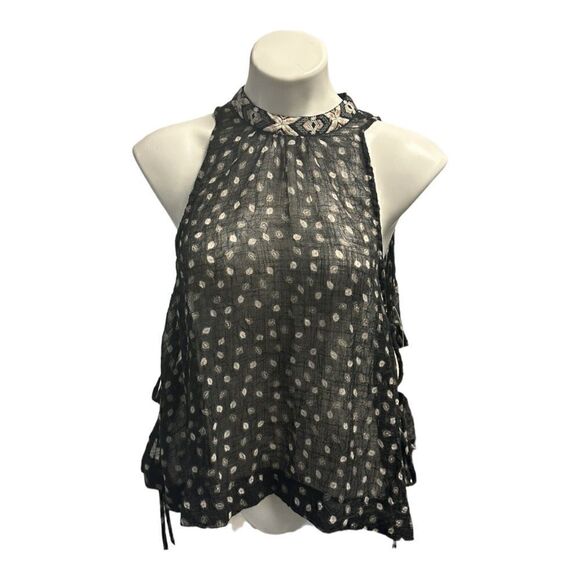 Free People | Ride Easy Multi Print Boho Side Tie Sheer Tank Top | S - Picture 5 of 6
